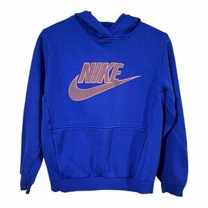 Nike Royal Blue Pullover Hoodie with Sherpa Logo Youth unisex L 12-14yrs